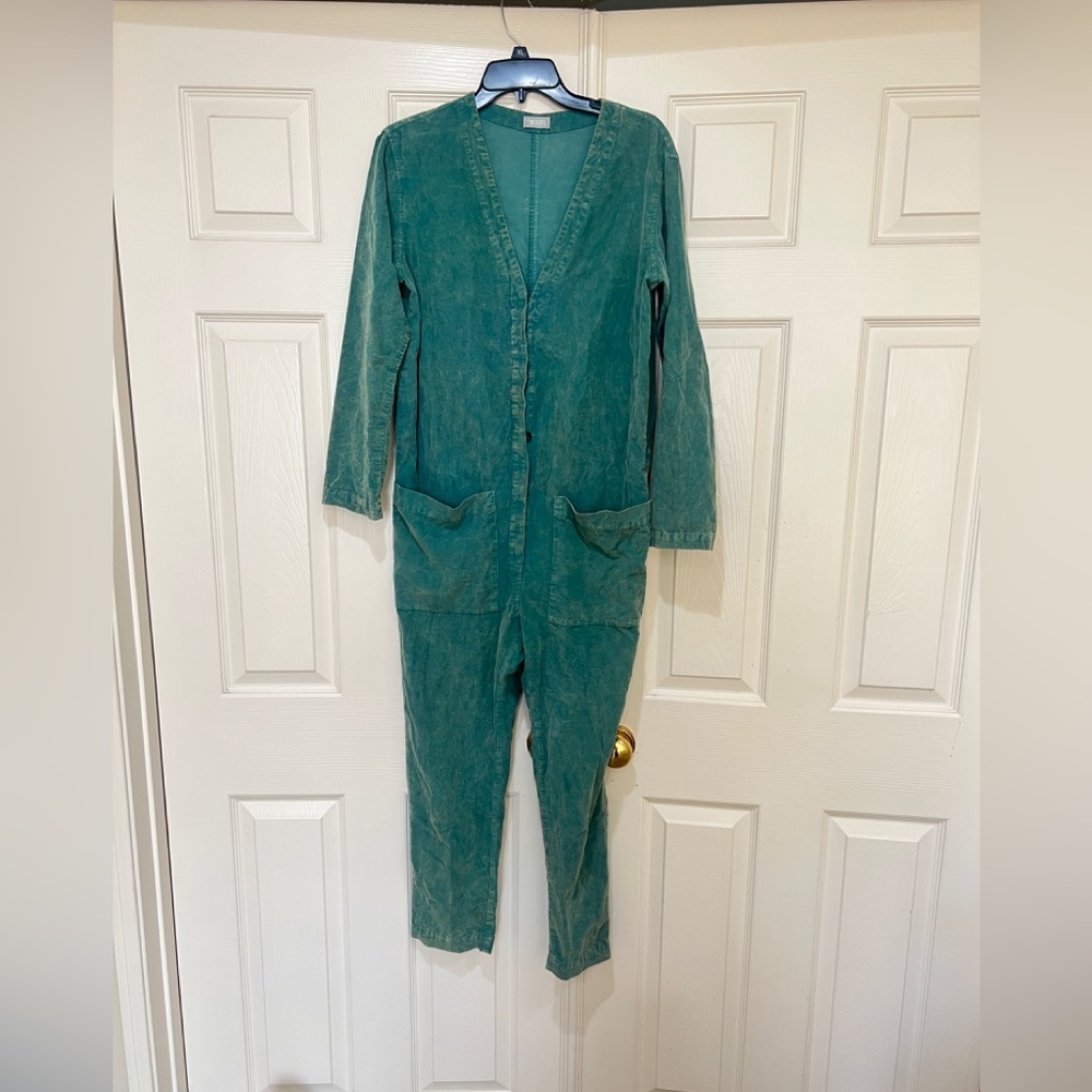Aquarius Cocktail corduroy Distressed‎ Green vintage Vibe Jumpsuit Romper medium